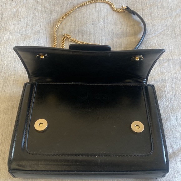 Zara Black Crossbody with Button Closure and Gold Chain Strap - Picture 4 of 5
